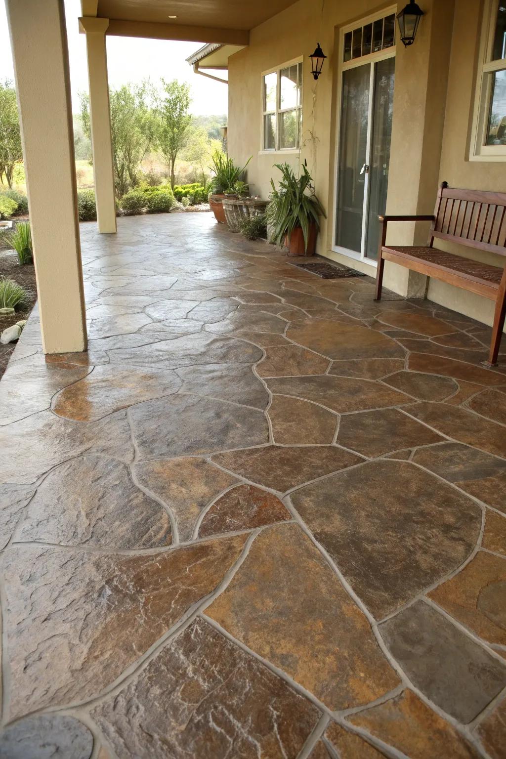 Epoxy flooring that captures the rustic beauty of natural stone.