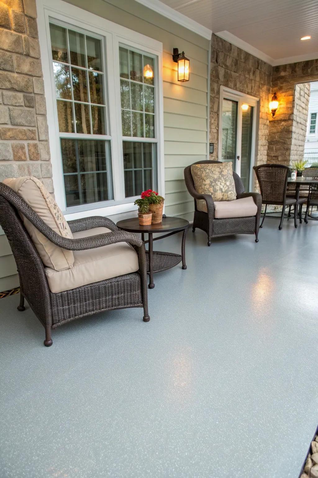 Define cozy seating areas with durable epoxy flooring.