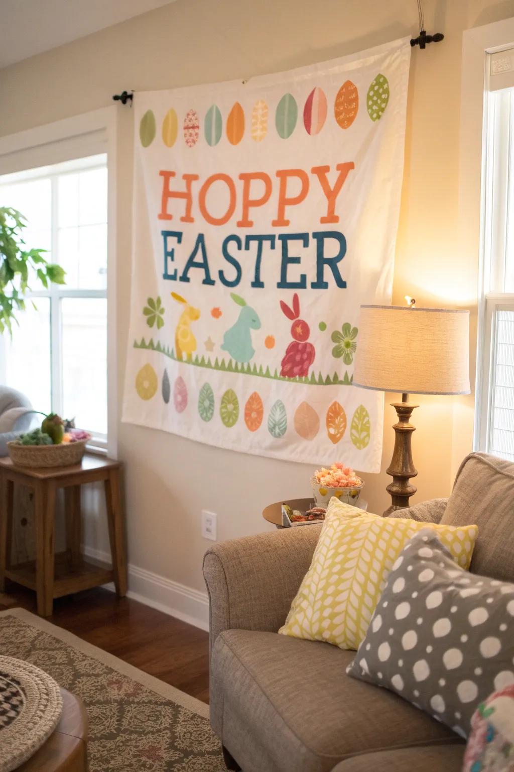 A 'Hoppy Easter' banner spreads joy throughout your home.