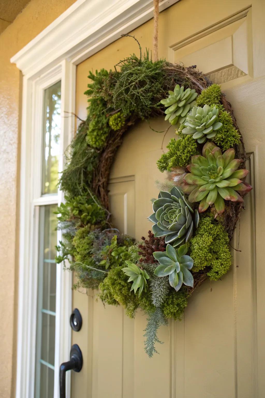 Mystical moss and succulent wreath.