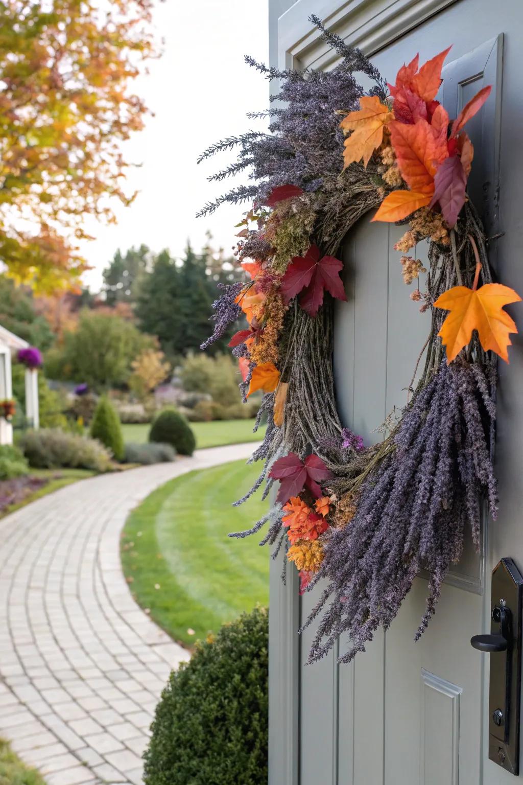 Calming lavender and autumn leaves.
