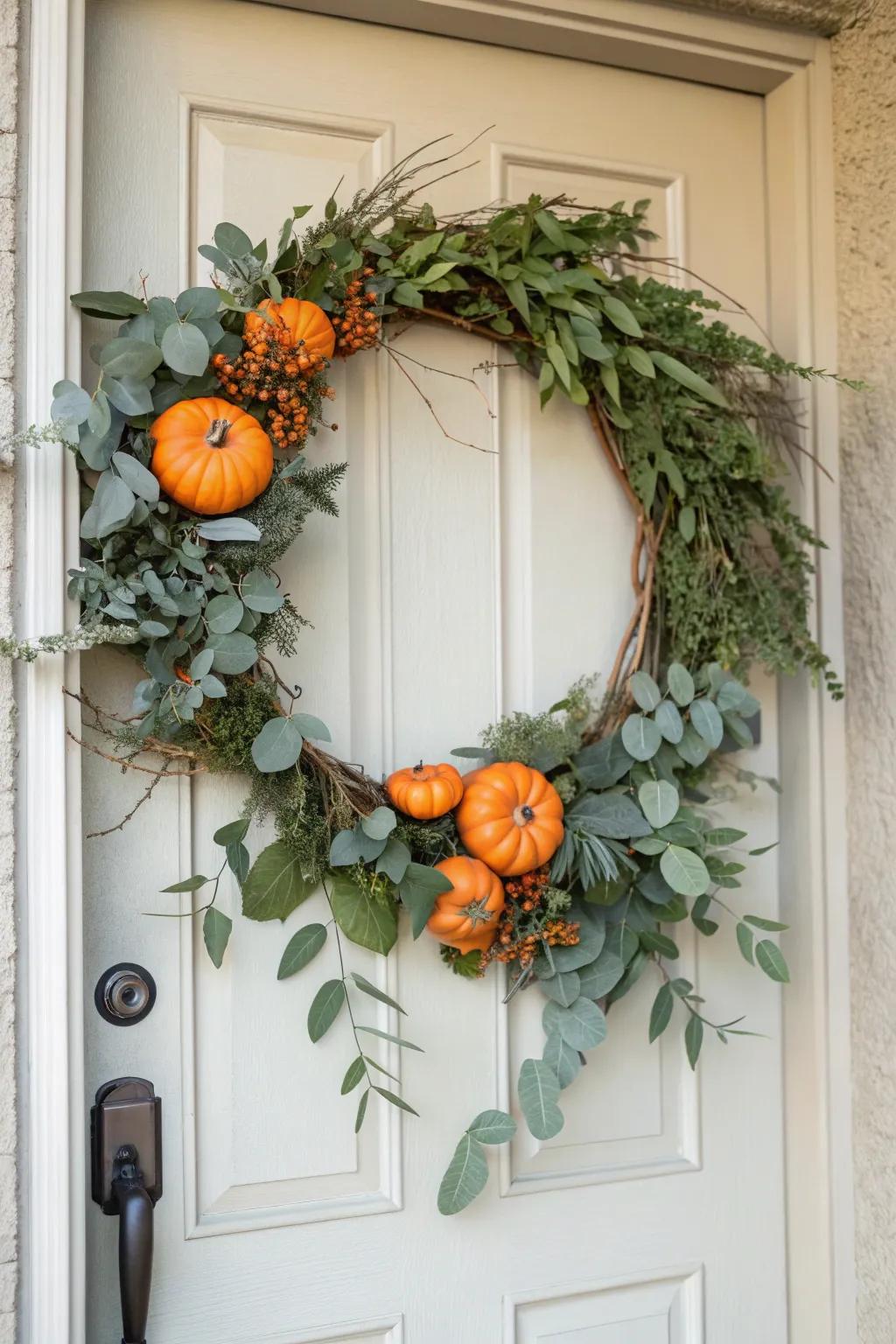Asymmetrical elegance with eucalyptus.
