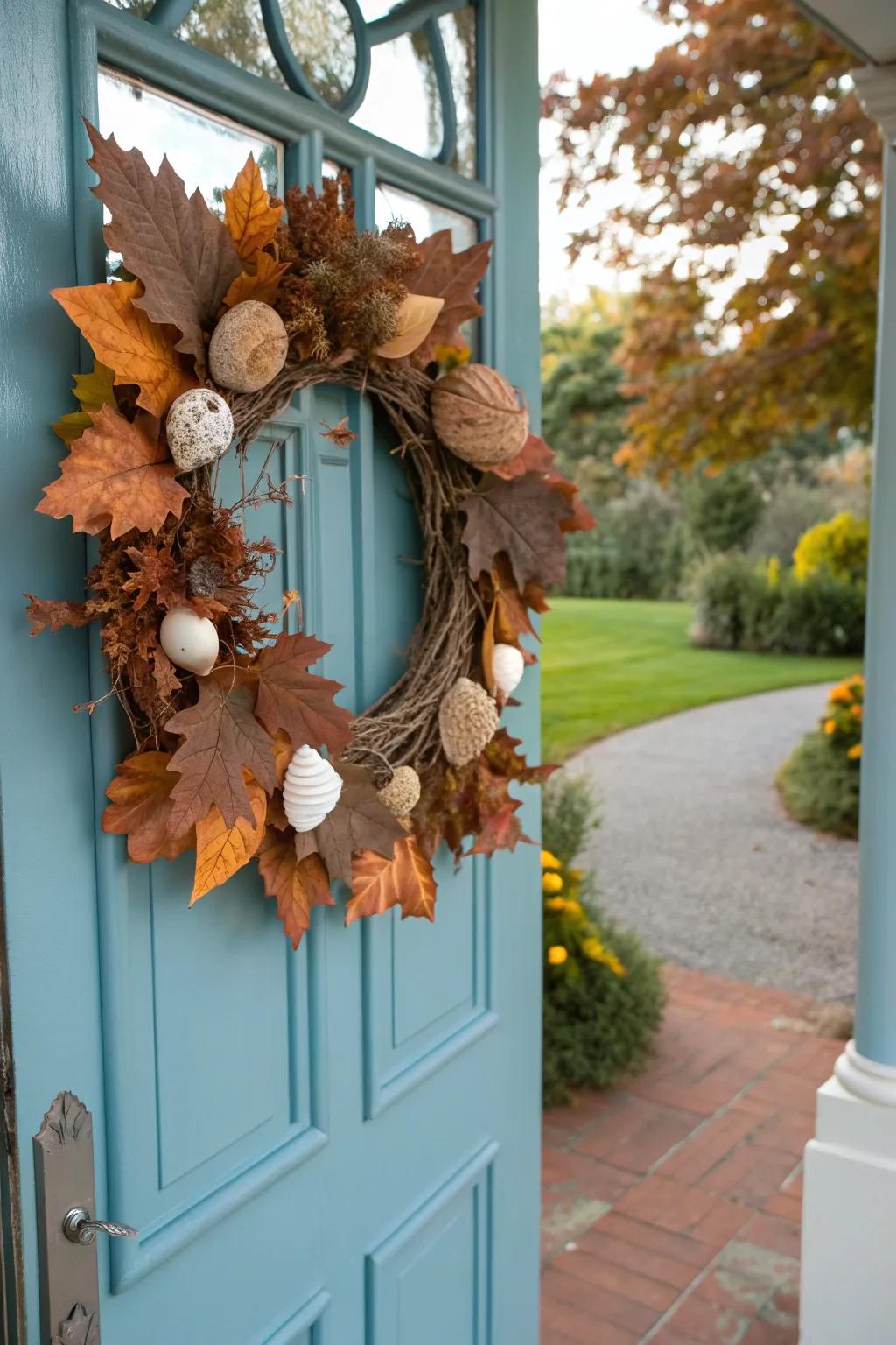 Coastal autumn with seashells.