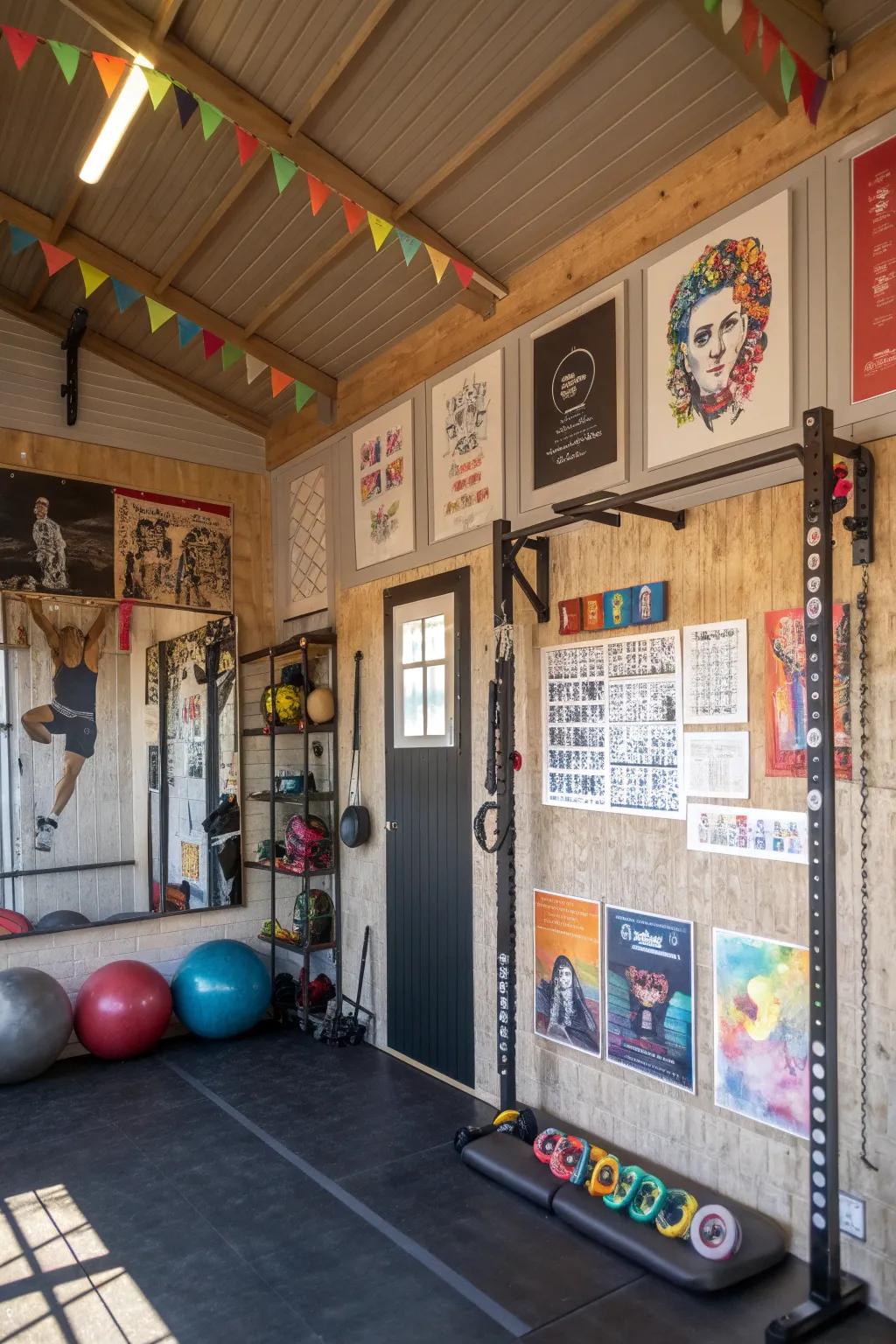 Personal touches make a gym shed uniquely motivating.