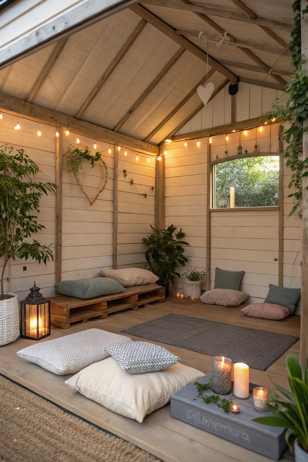 A zen zone for post-workout relaxation in your gym shed.