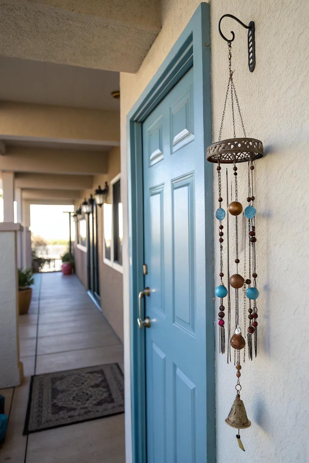 Wind chimes bring a playful and musical touch to your entrance.