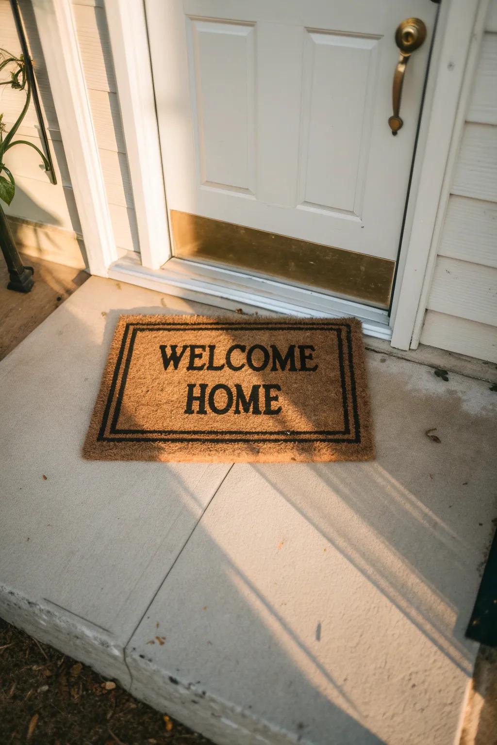A personalized doormat brings a touch of charm to your doorstep.