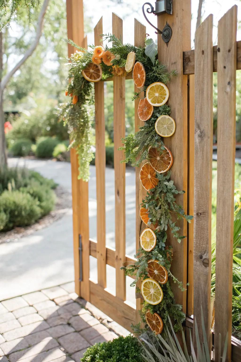A garland with dried citrus slices for a fresh twist.
