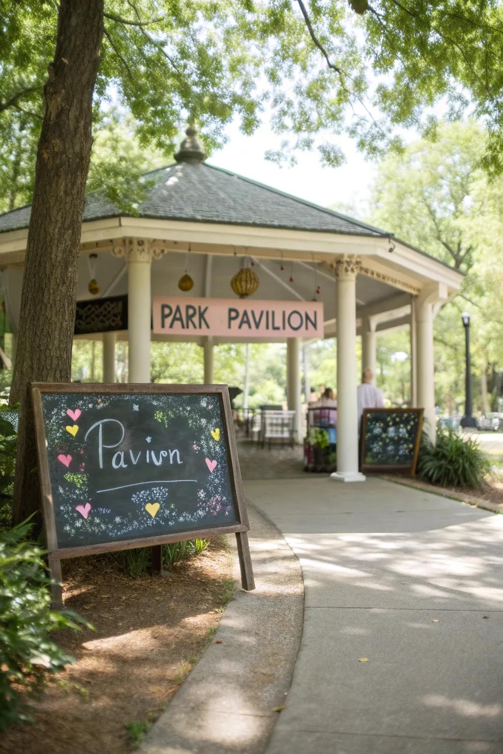 Chalkboard signs add a personalized and rustic element.