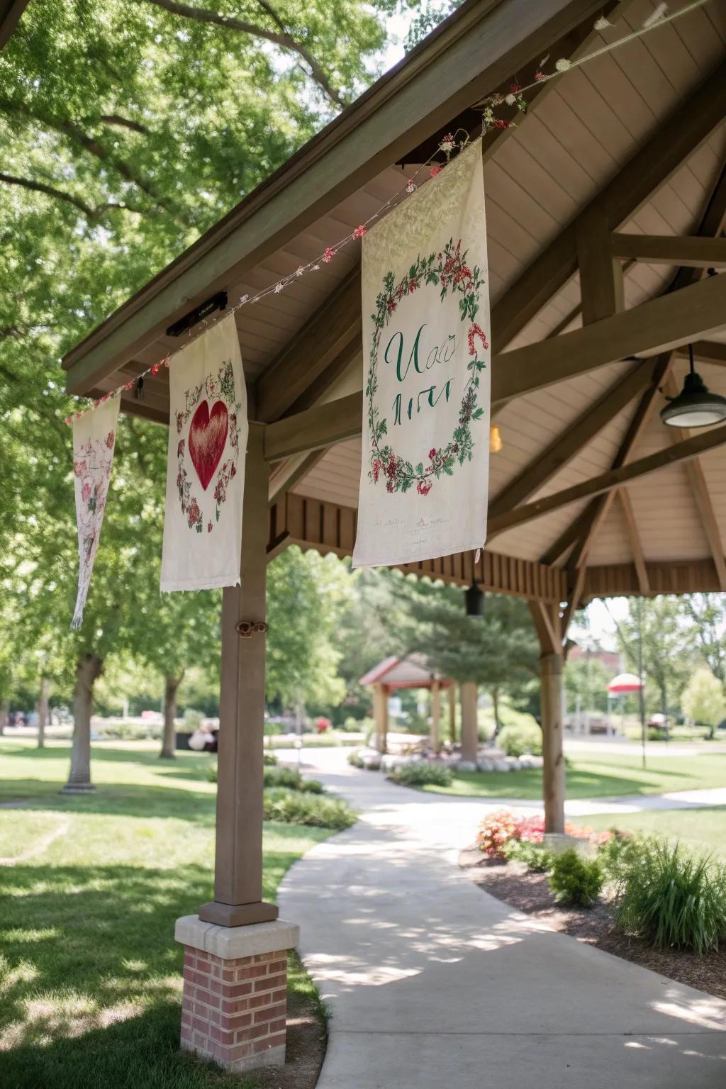 Personalized banners add a festive and personal touch.