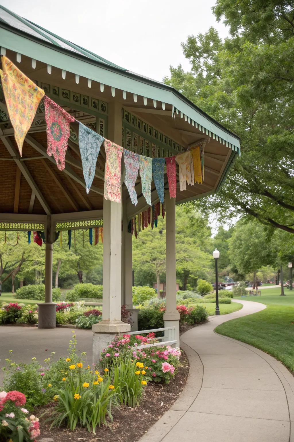Fringe banners provide a playful and budget-friendly touch.
