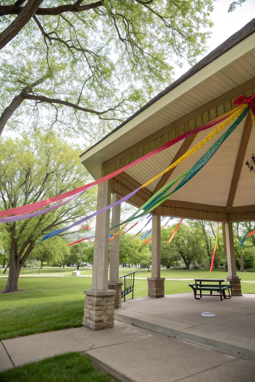 Colorful streamers add a playful and festive atmosphere.