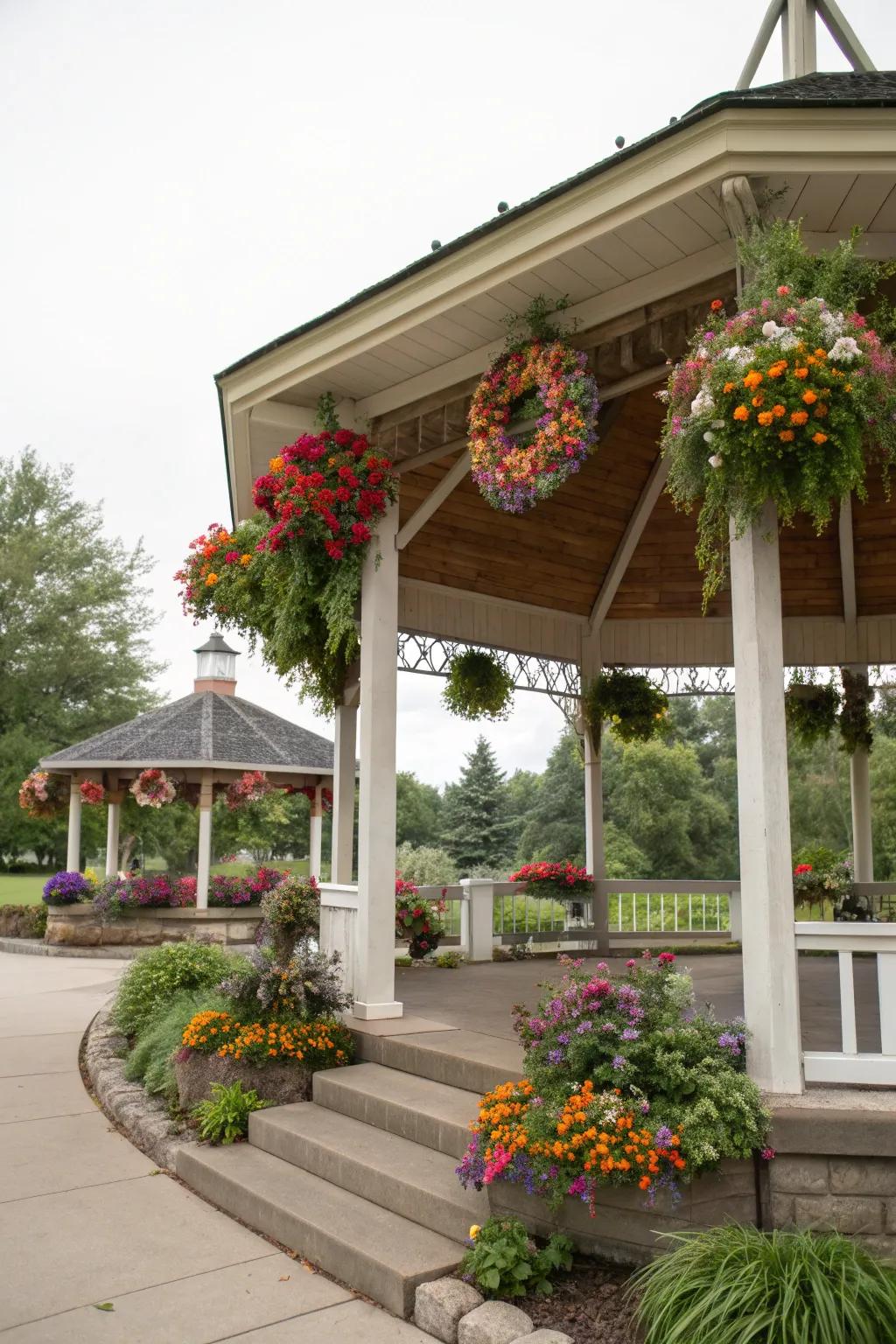 Floral wreaths add natural elegance and beauty.