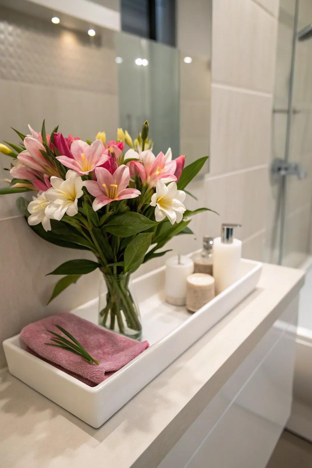 Floating shelf arrangements adding elegance to tight spaces.