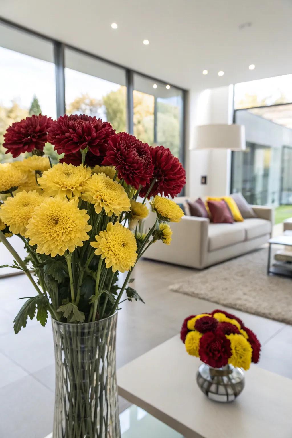 A bold arrangement with contrasting colors for a striking focal point.