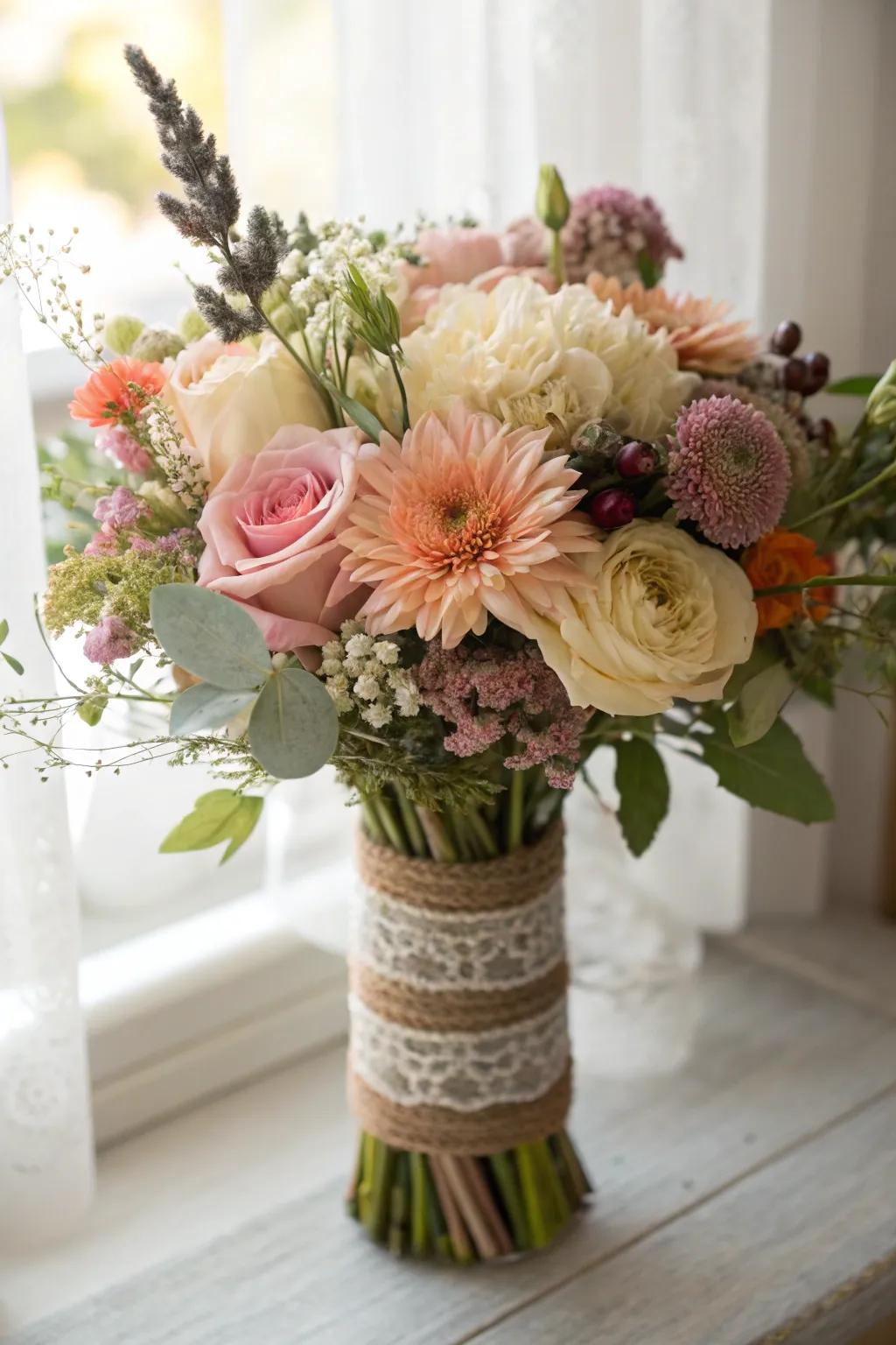 A unique arrangement combining modern and vintage styles.