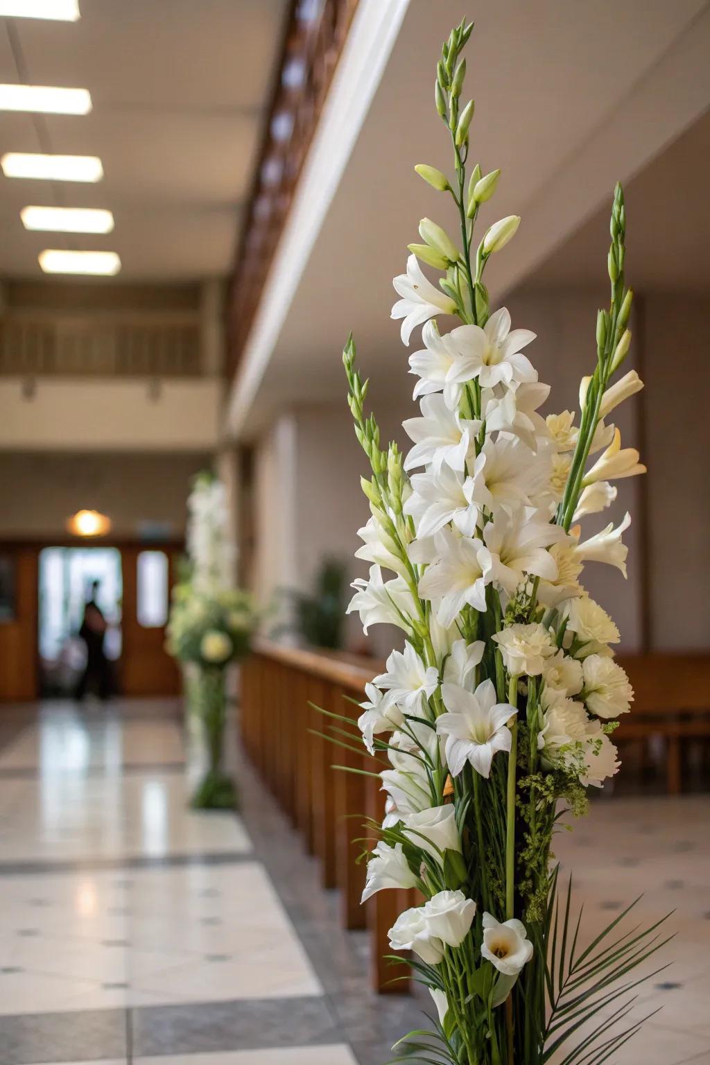 Vertical elegance with tall flowers in a modern arrangement.