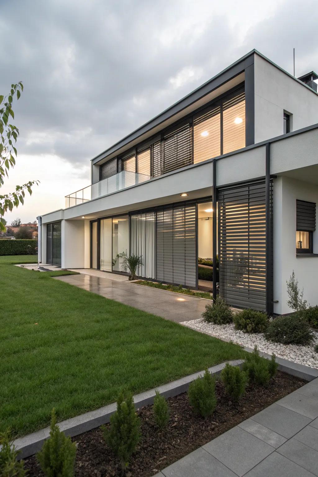 Combine privacy and style with exterior blinds.