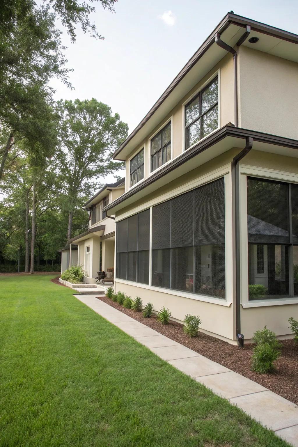 Stay cool with eco-friendly solar mesh screens.