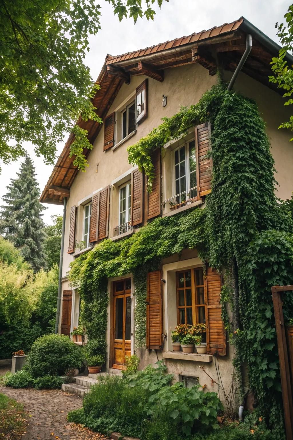 Enhance your home's charm with classic wooden shutters.