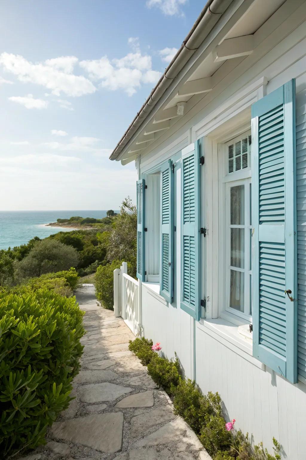Introduce coastal charm with traditional louvered shutters.