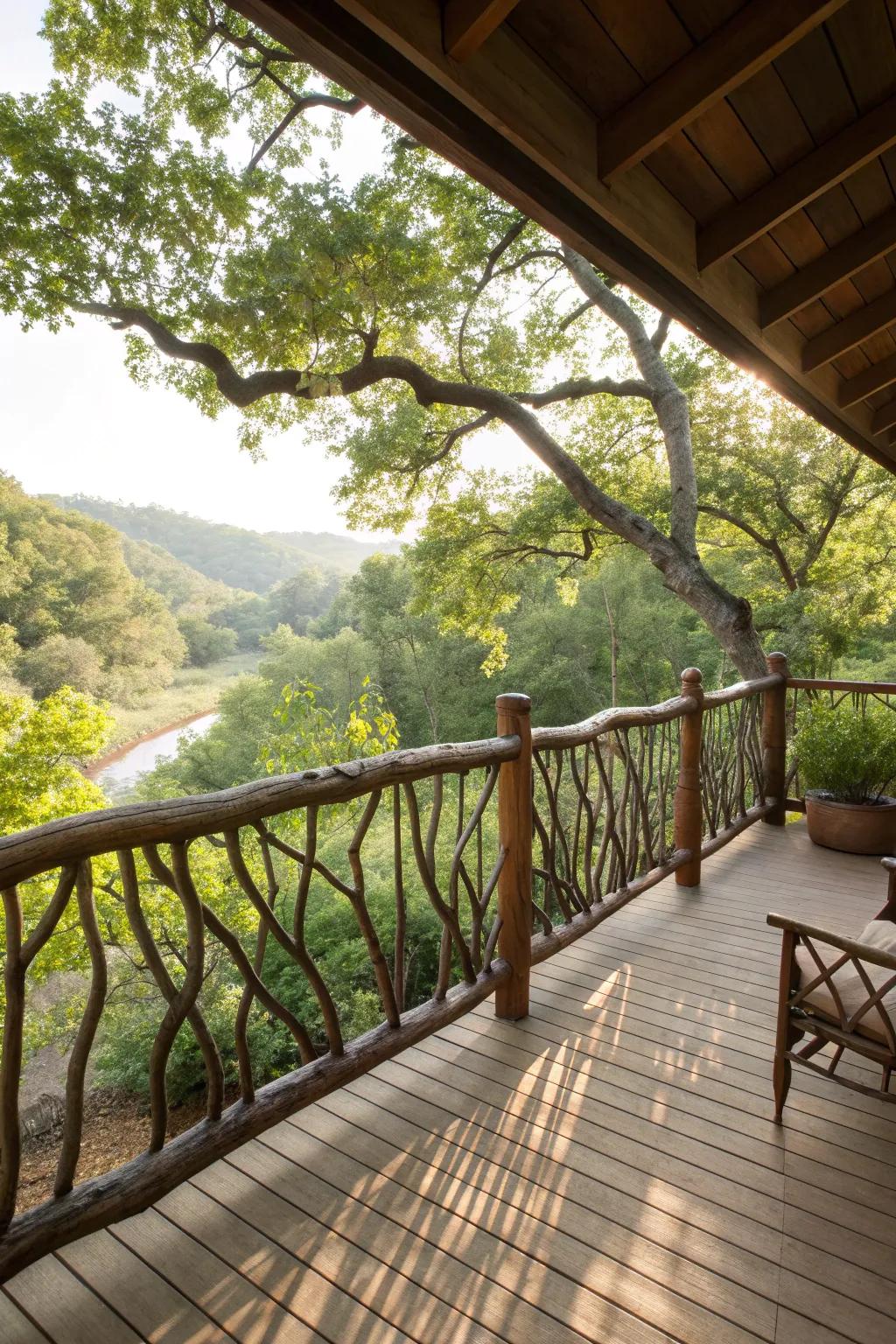 Branch-inspired railings blend seamlessly with nature.