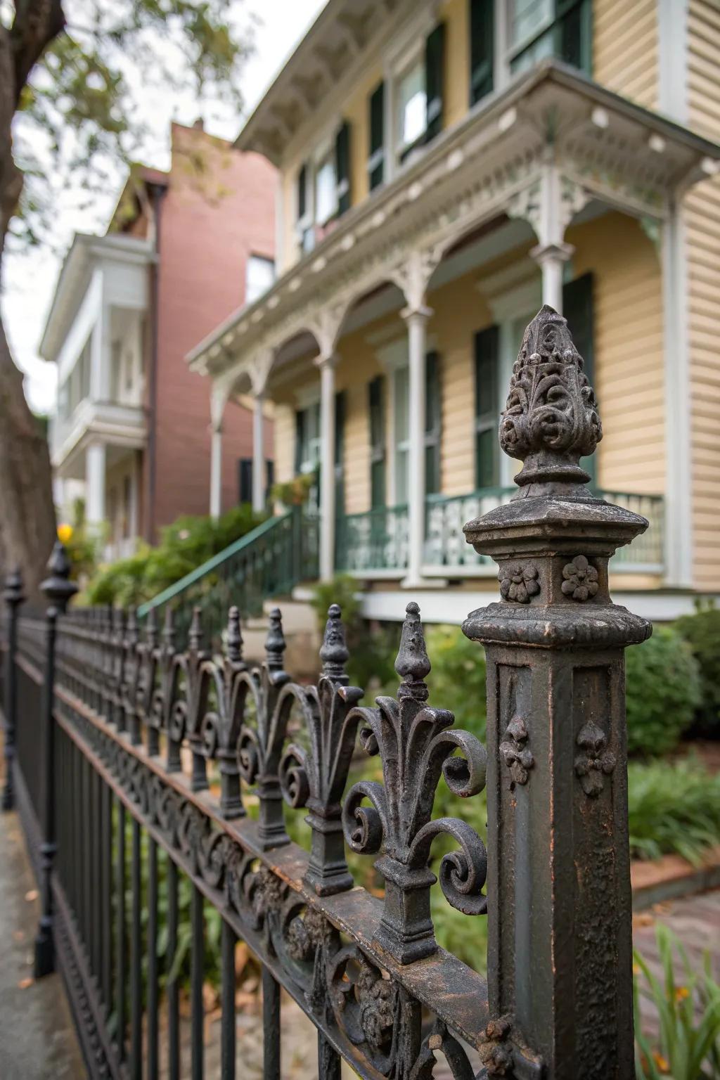 Vintage iron railings add timeless elegance to historic homes.