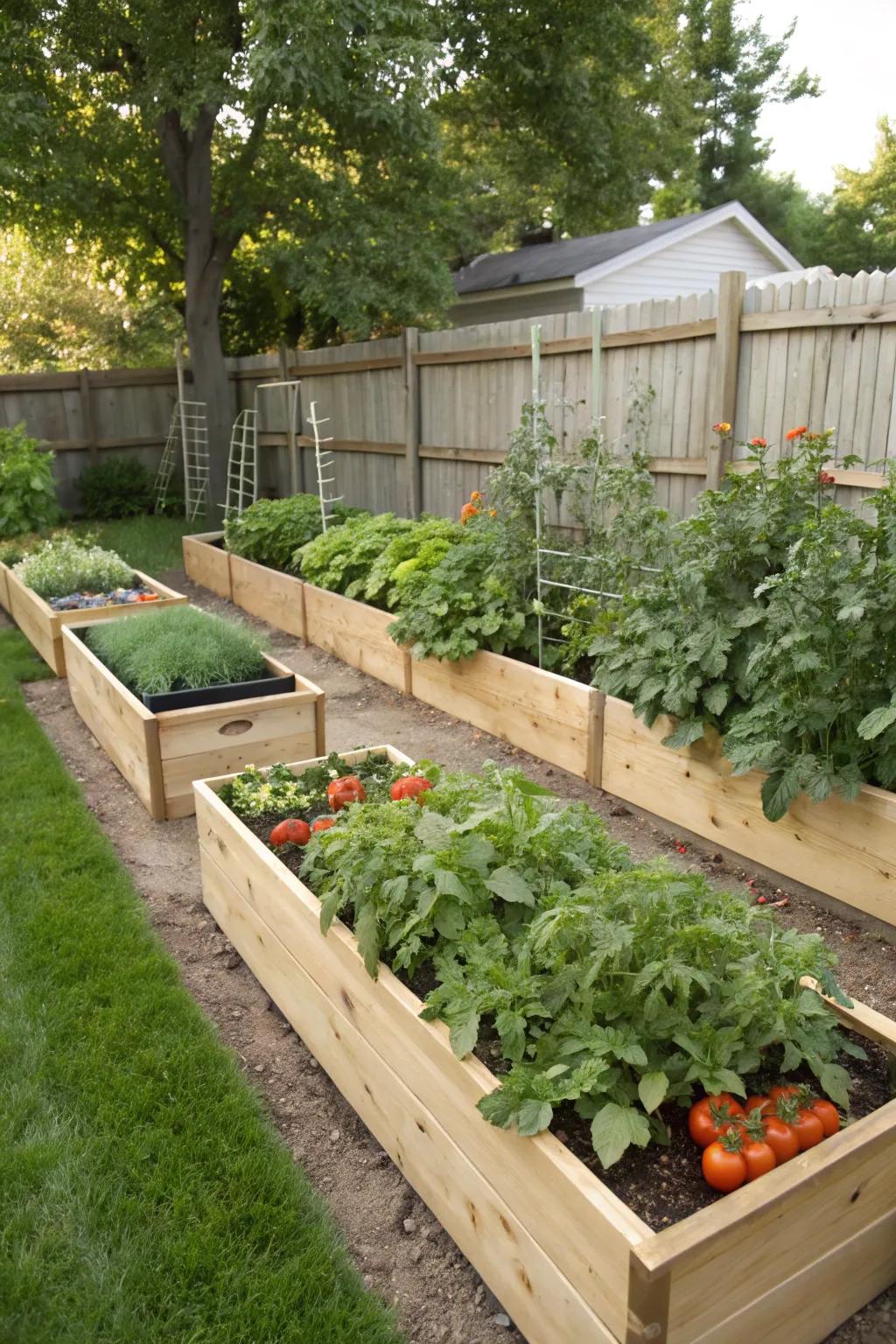 Raised beds make gardening accessible and efficient for homegrown veggies.