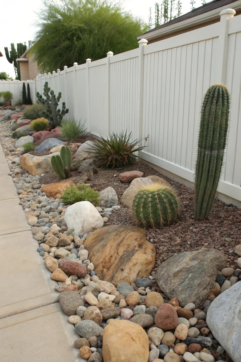 Rock gardens offer texture and visual interest.