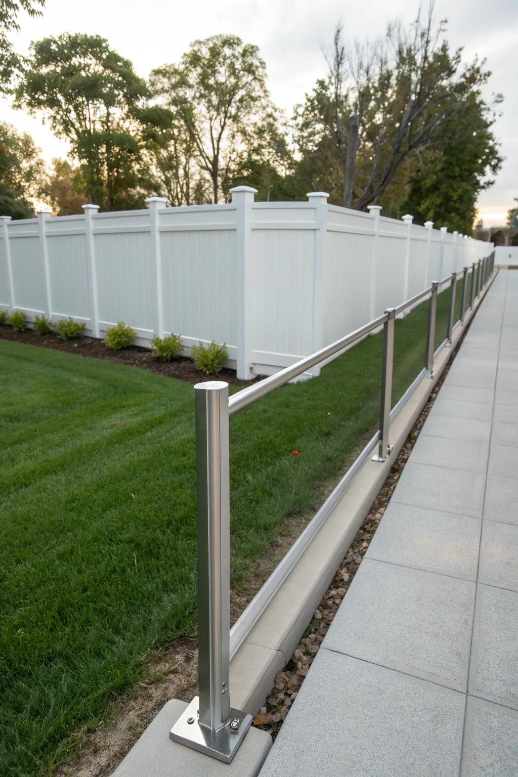 Metal barriers offer a sleek, modern solution.
