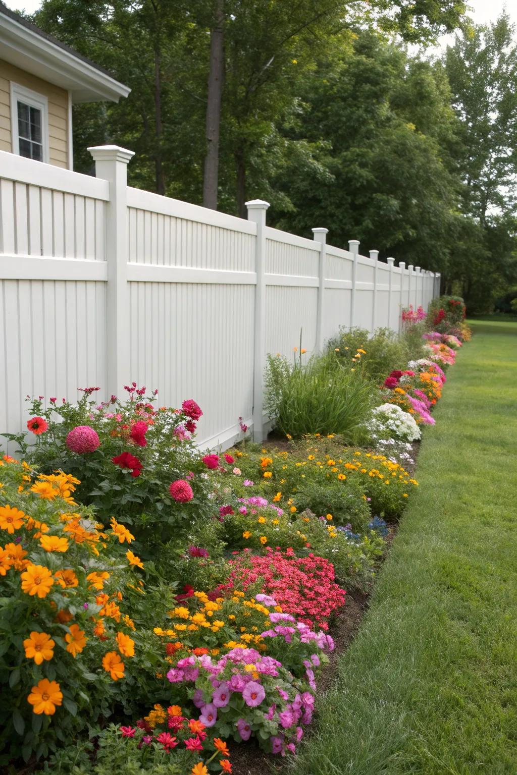 A flower bed makes a lively gap filler.