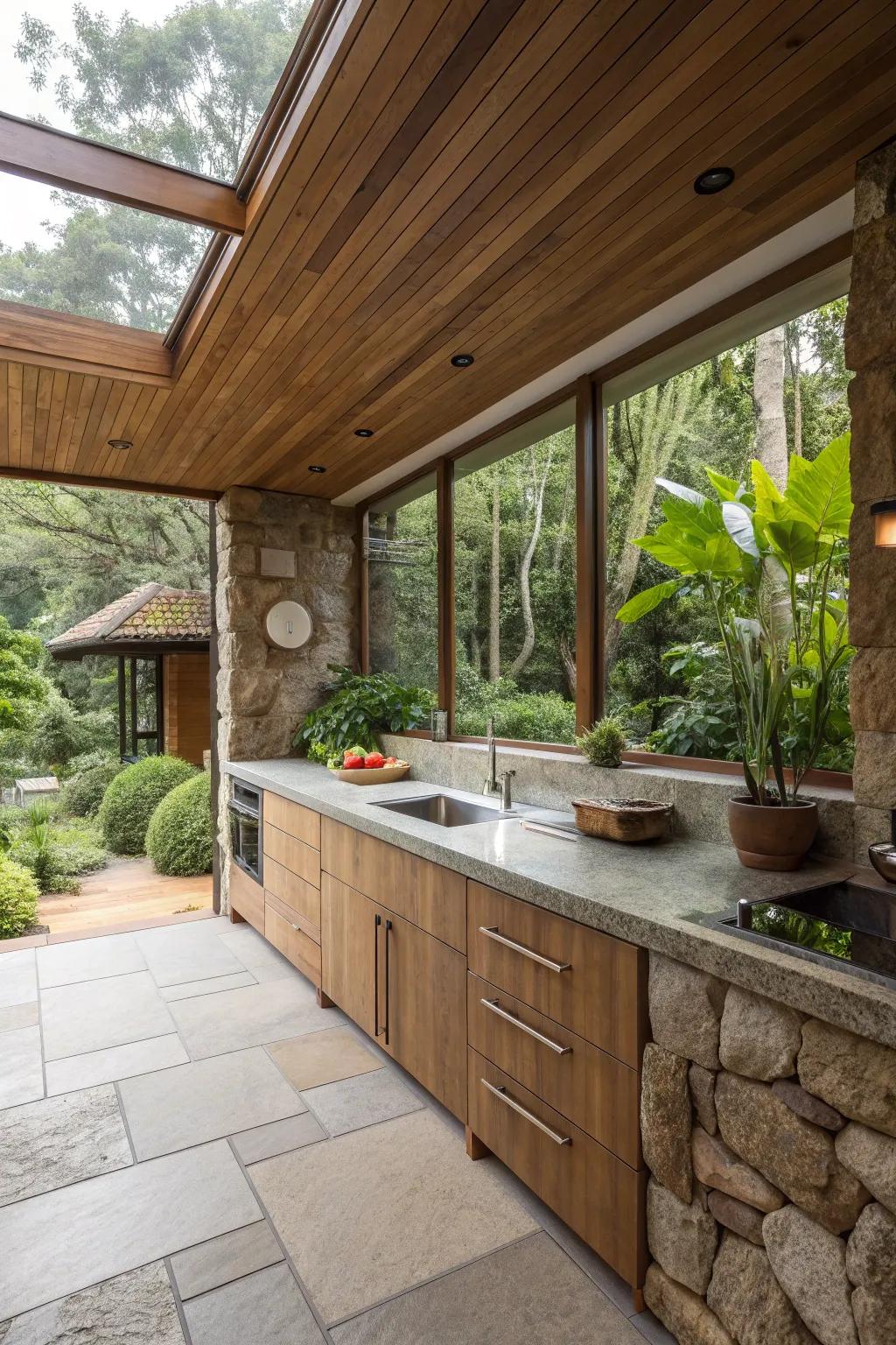 Natural elements that harmonize your kitchen with the outdoors.