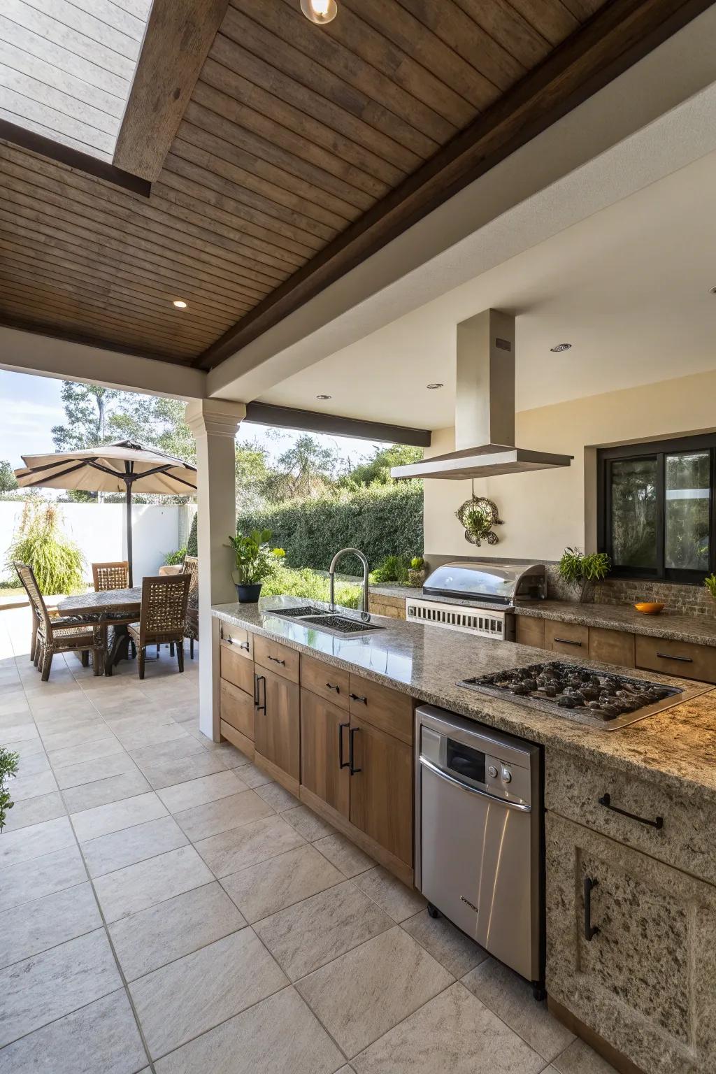 Versatile countertops that blend seamlessly between indoor and outdoor spaces.