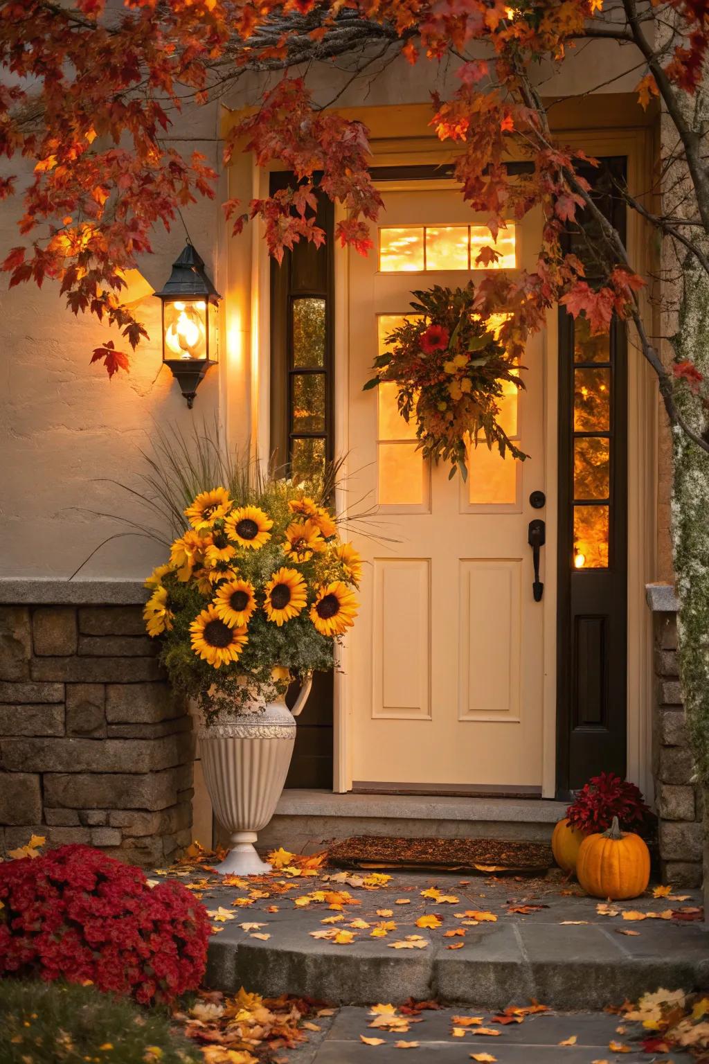 Sunflower Radiance: Bring a touch of sunshine to your door.