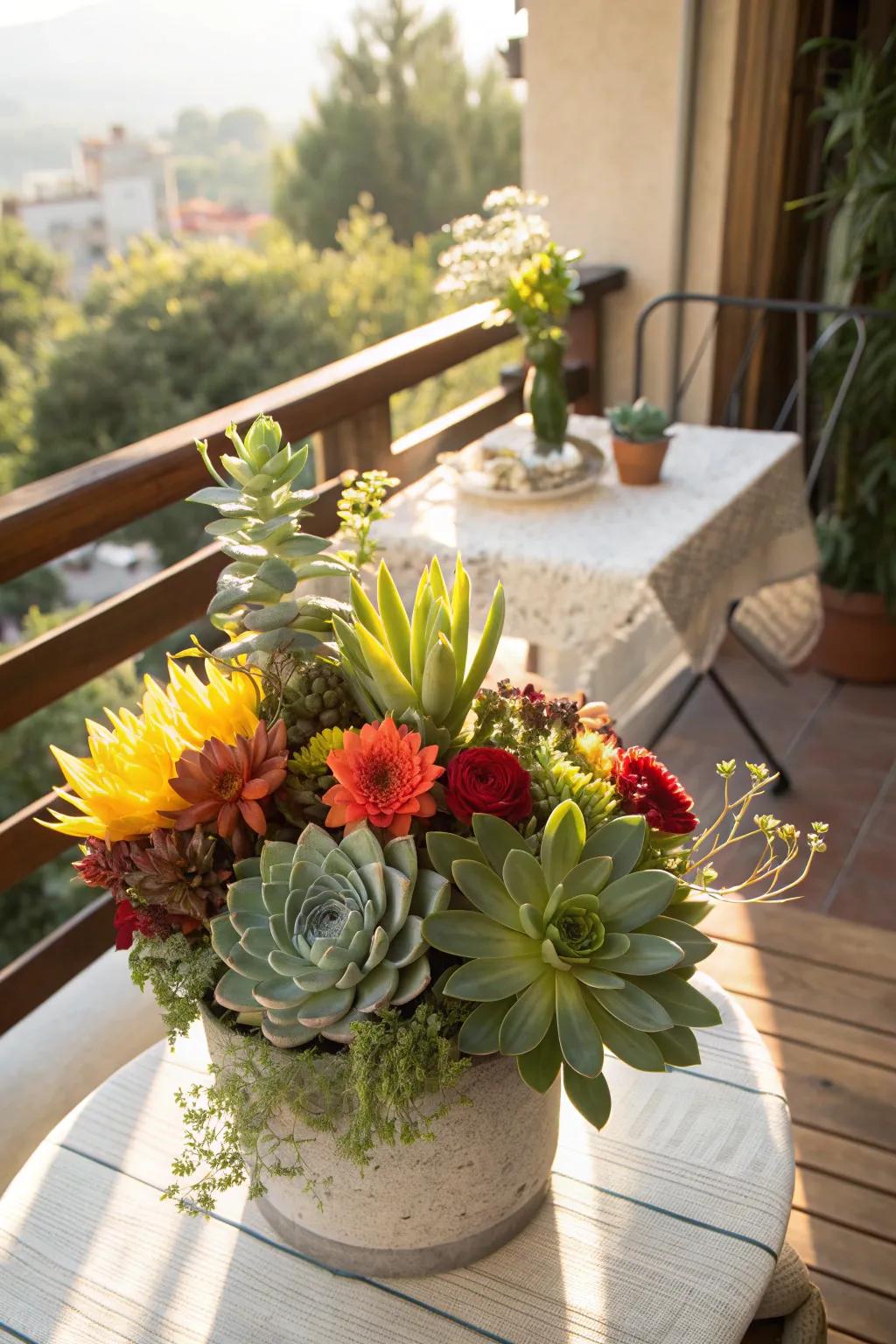 Unexpected texture with succulent addition