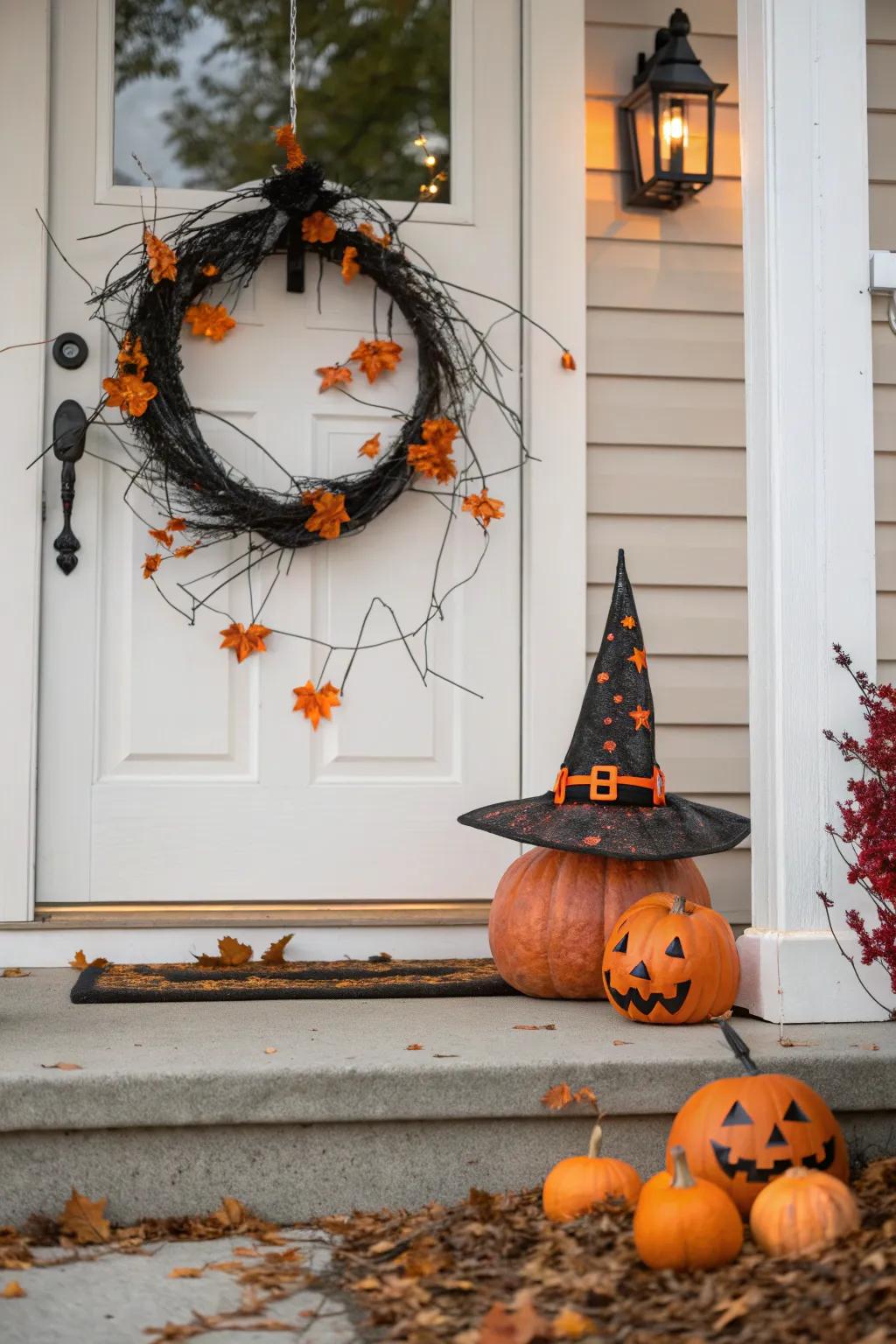 Give your pumpkin wreath a Halloween twist with fun accents.
