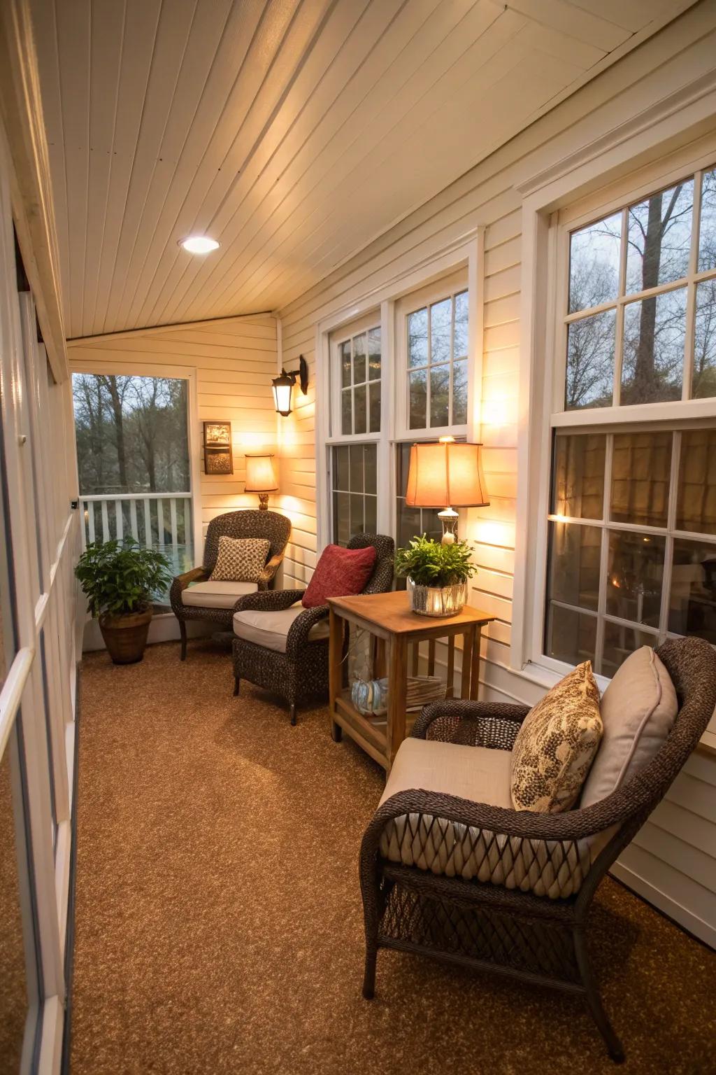 Cork flooring provides comfort and insulation.