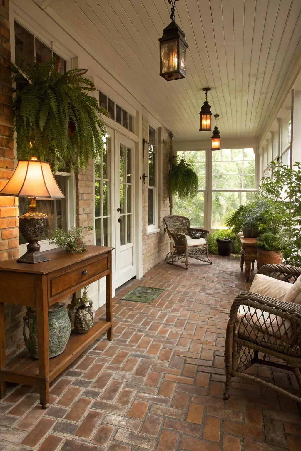 Brick pavers bring vintage charm to your porch.
