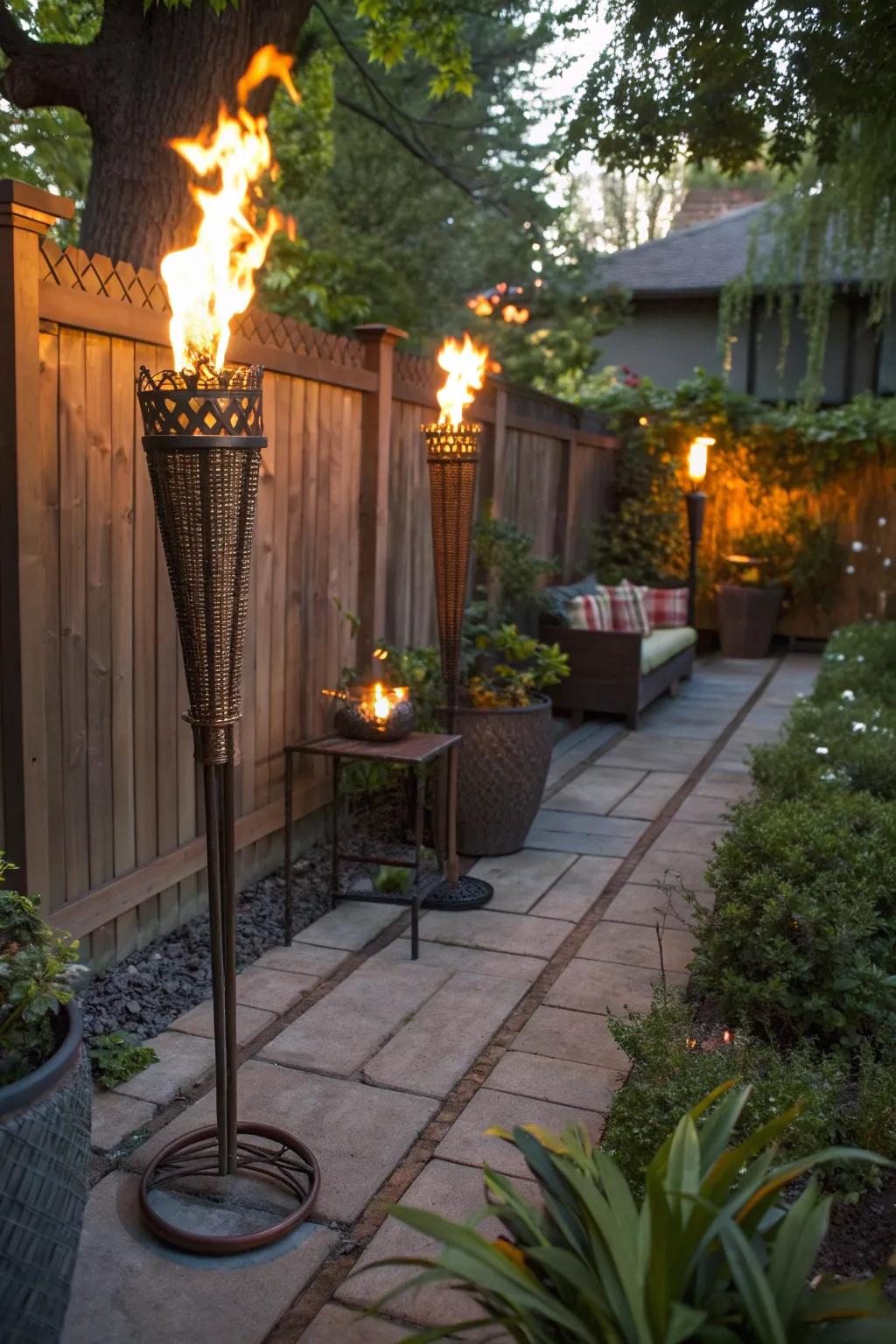 Torches bring drama and adventure to your patio.