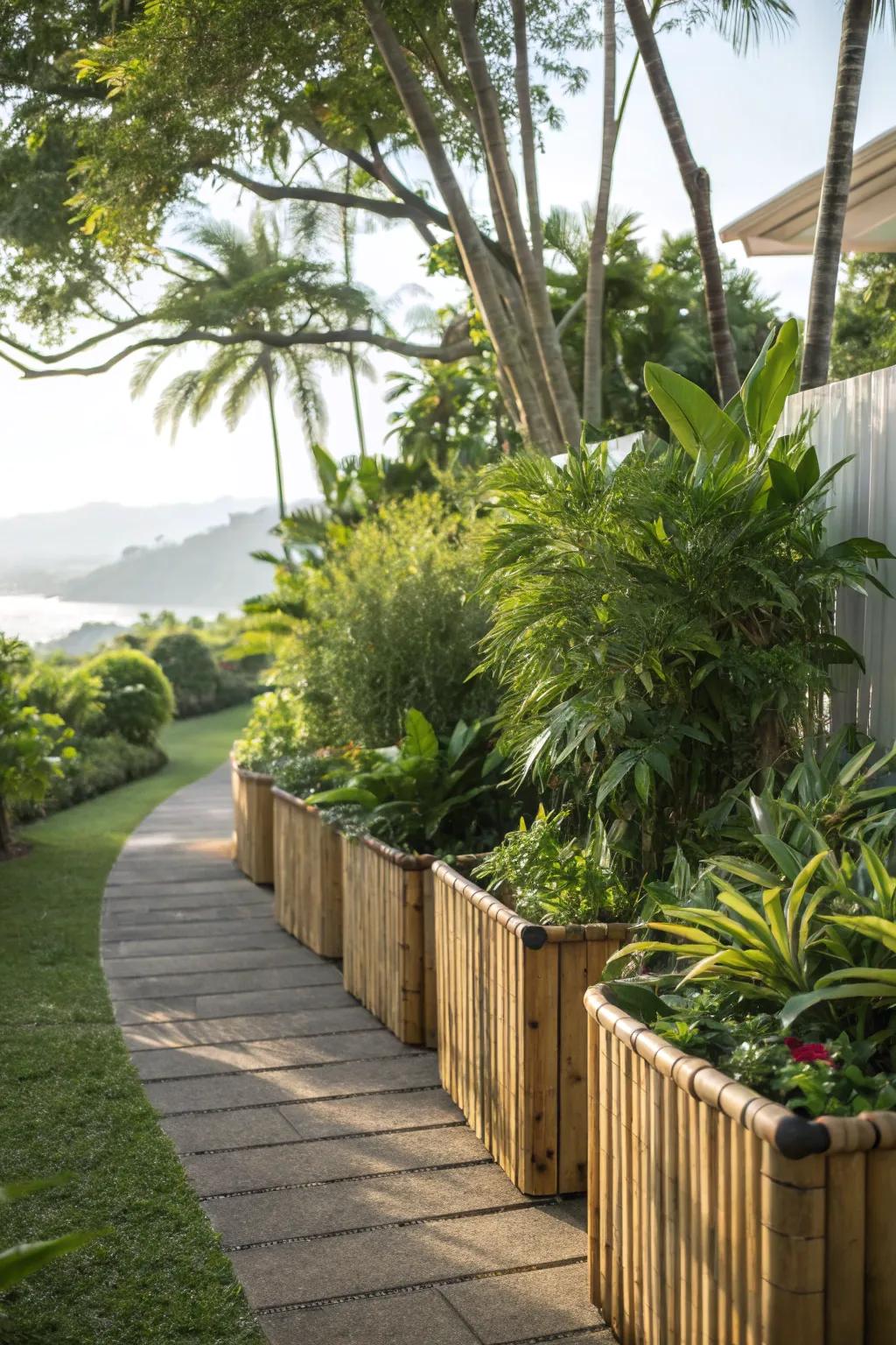 Bamboo adds natural texture and height.