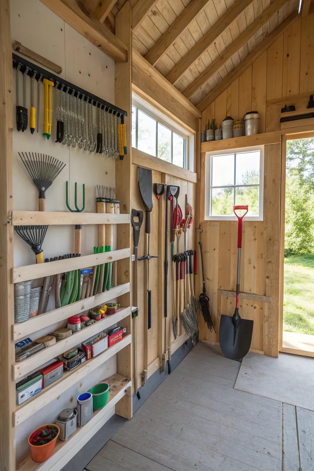 An innovative shed with clever storage ideas.