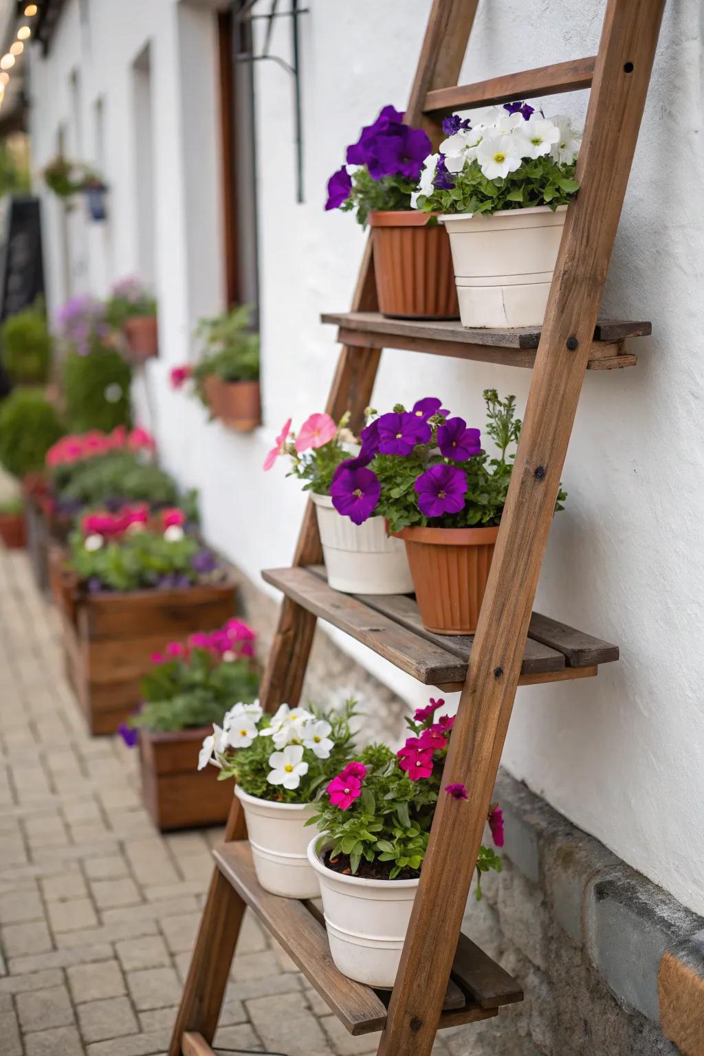 Elevate your garden display with a ladder planter.