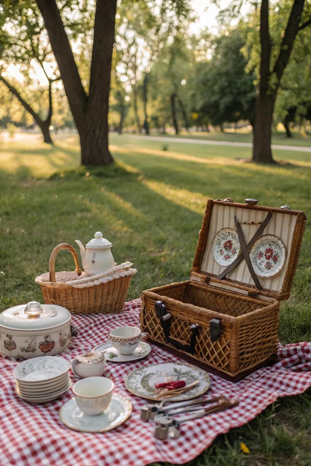 A nostalgic vintage picnic with classic charm.