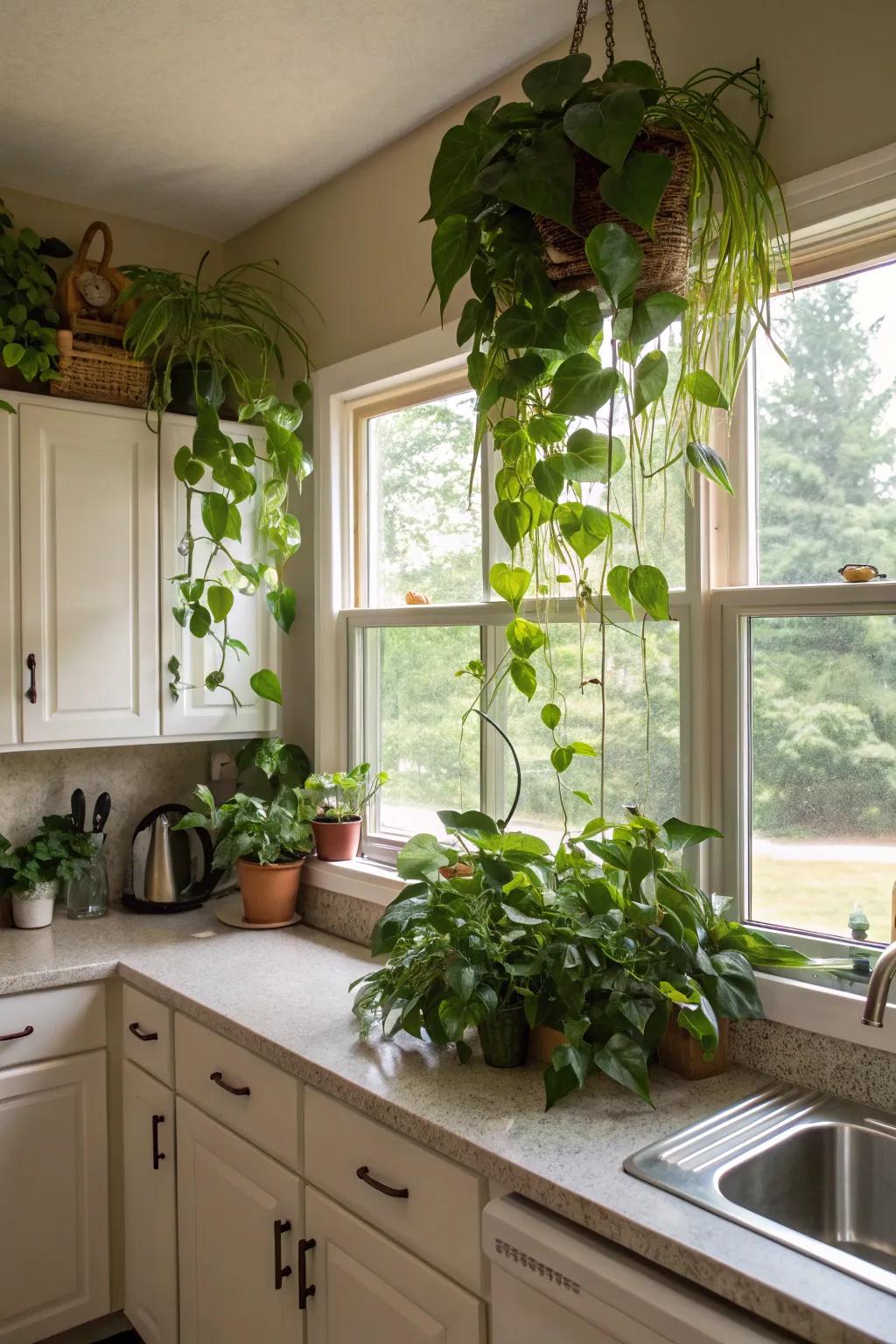 Bring a touch of nature into the kitchen with pothos.