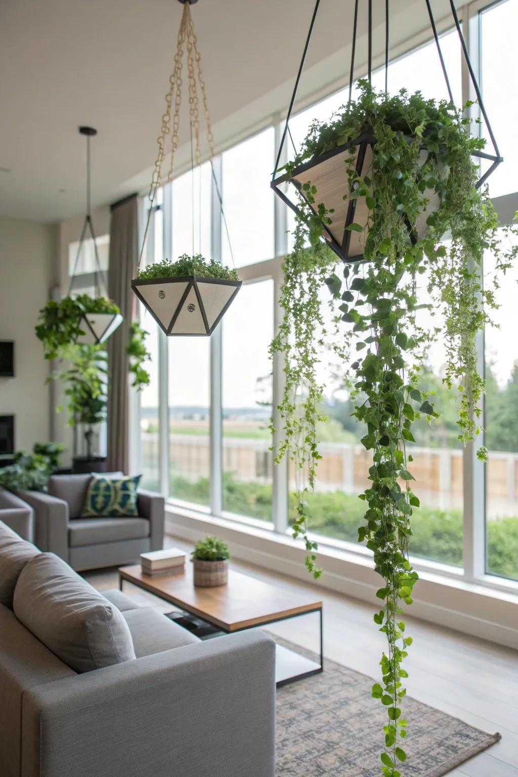 Geometric planters add a modern touch to any room.