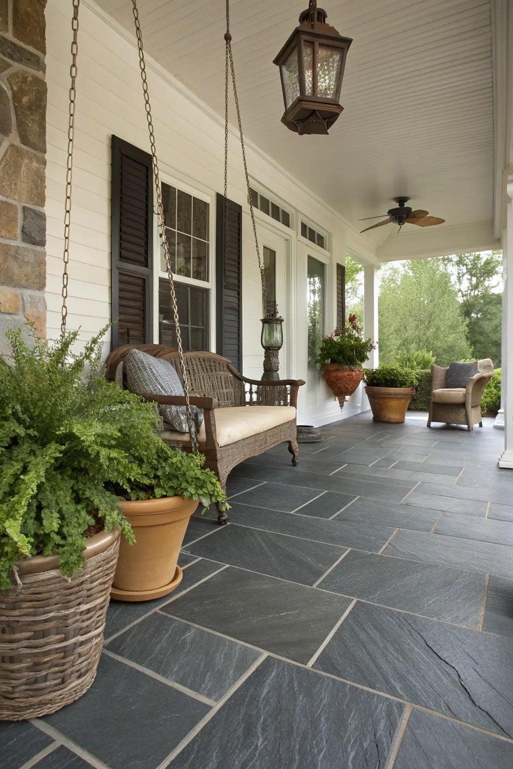 Slate look porcelain combines beauty with simplicity.