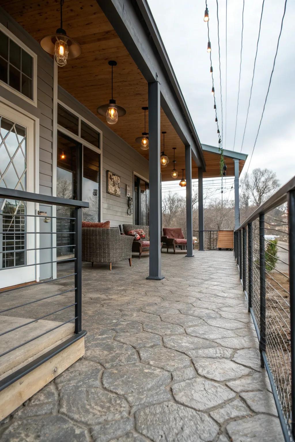 Concrete tiles bring modern industrial charm.