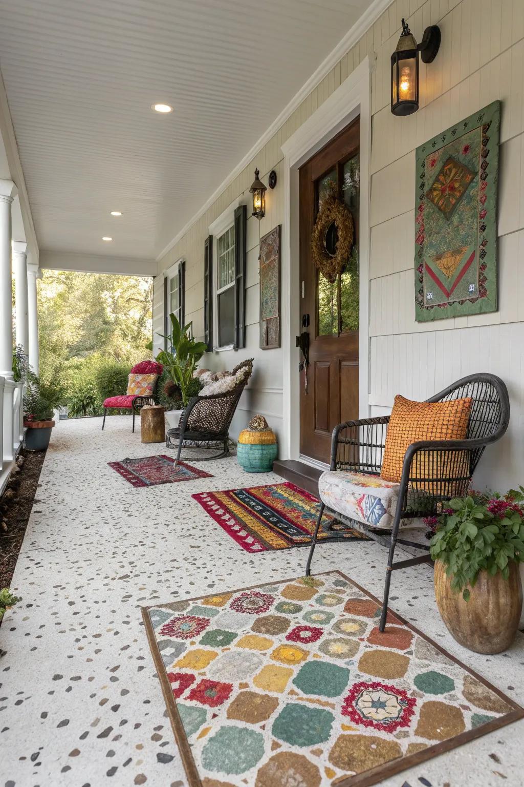 Terrazzo-look tiles add playful modernity.