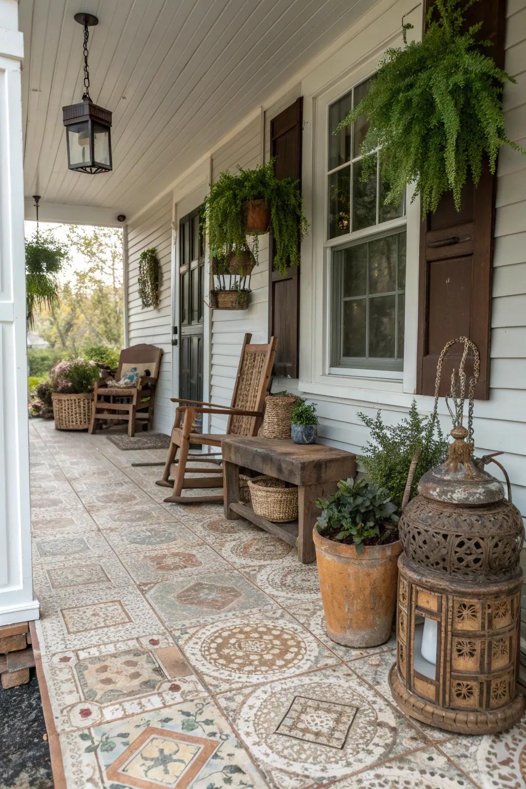 Weathered look tiles offer rustic charm and durability.