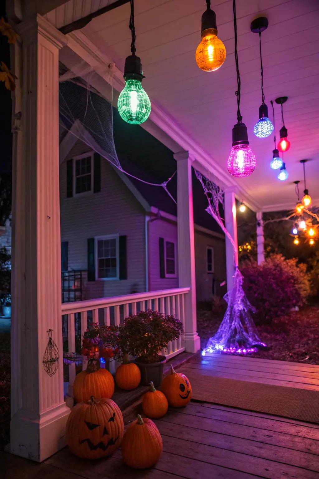 Enhance your entrance with colored porch lights.